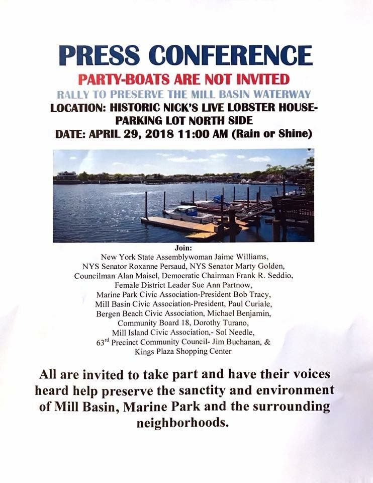 Residents to Protest Against Party Boats This Sunday in Mill Basin