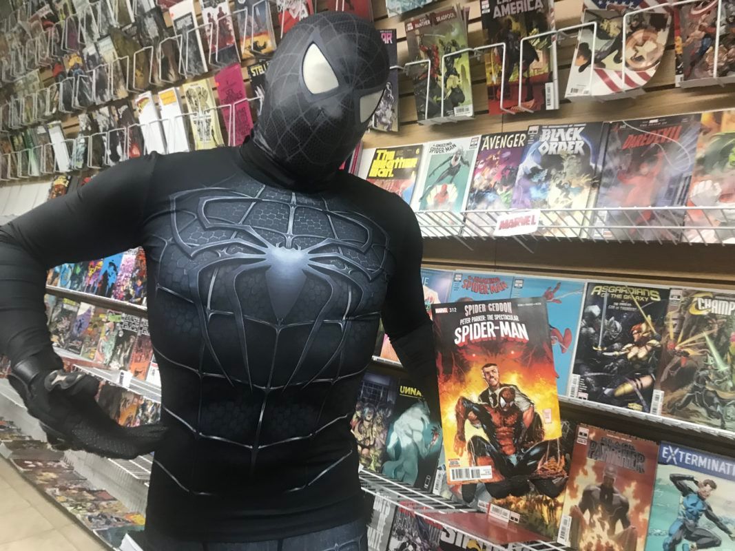 Peter Calderon who dressed as his favorite Marvel character during the Stan Lee memorial at Anyone Comics in Crown Heights