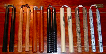 An assortment of wood and metal nunchucks (Photo: Wikipedia)