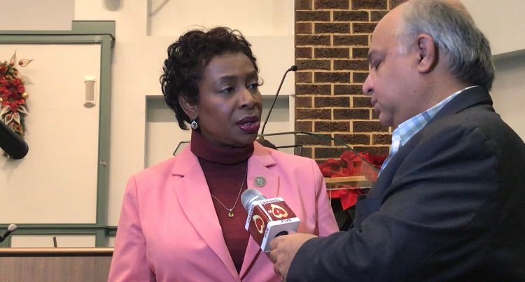 Yvette Clarke at a public charge forum she hosted in Flatbush.