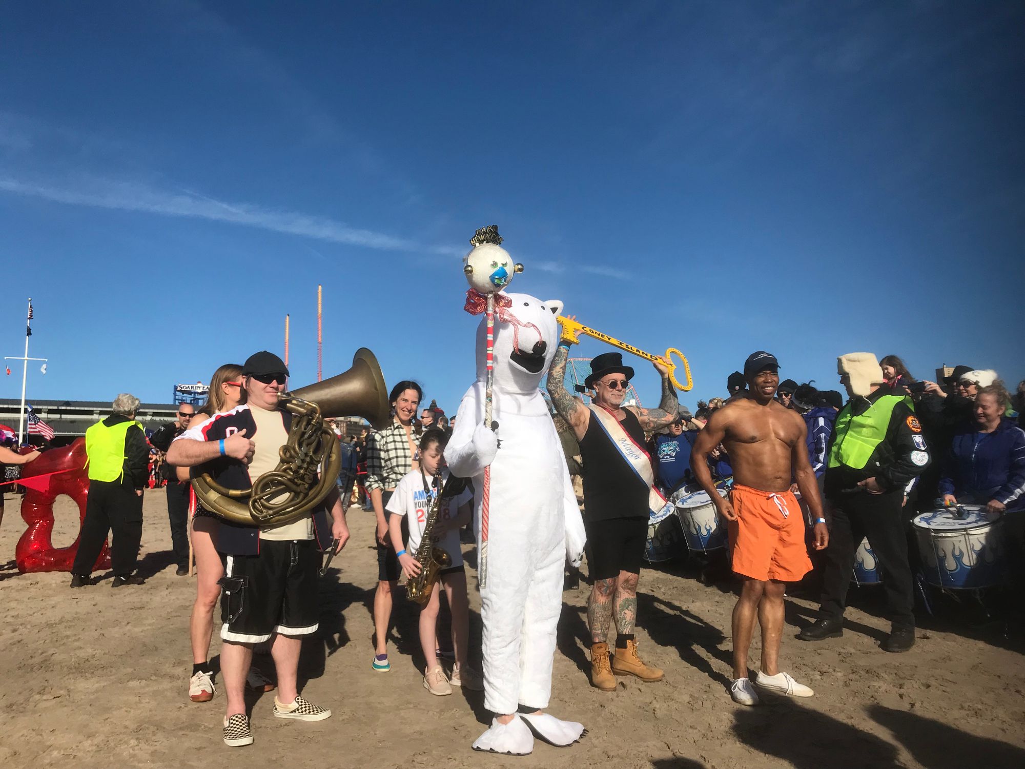 Brooklyn Borough President Eric Adams at the 2019 Coney Island Polar Bear Plunge
