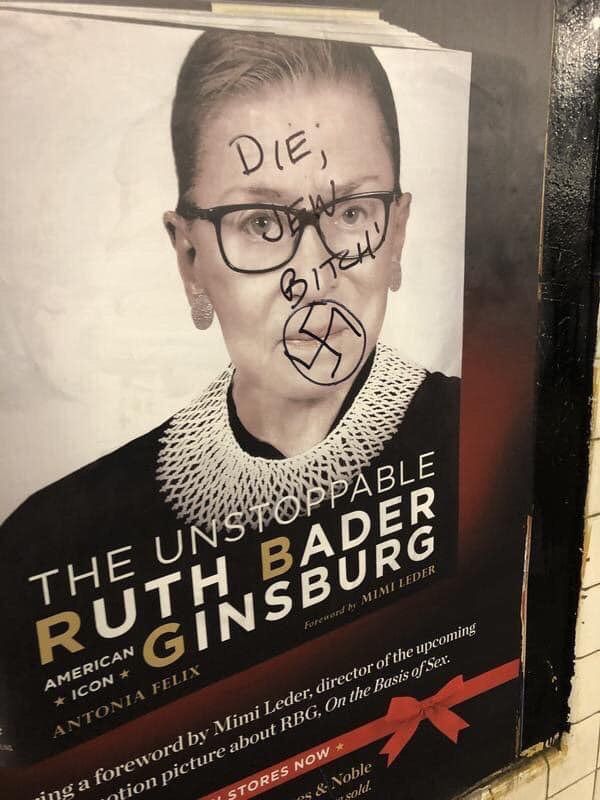 Nazi Symbol Of Hate Was Drawn On RBG At Subway Station