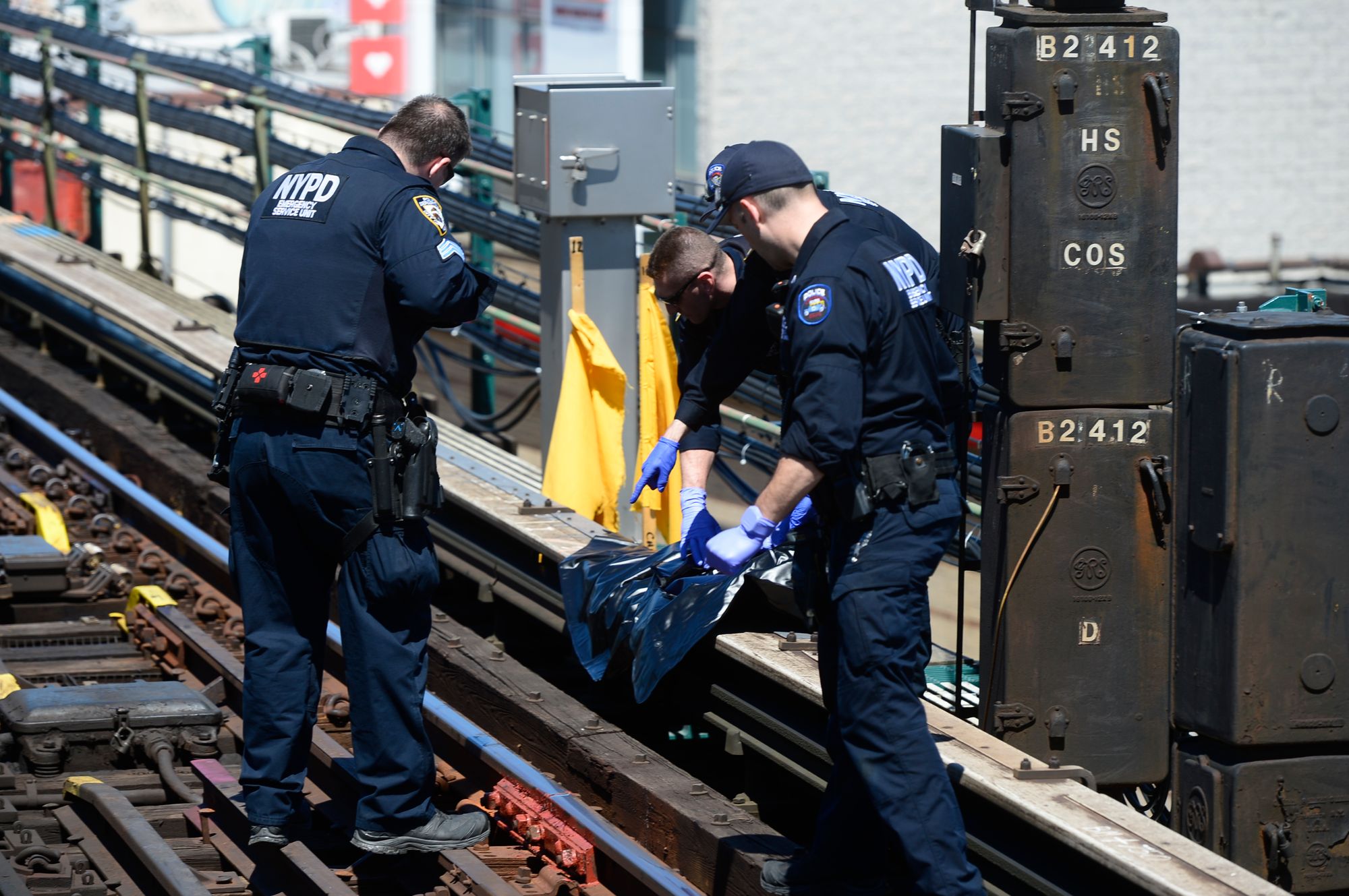 Contractors working on electrical work on Kings Highway and McDonald Avenue on the elevated F train line, found body parts and personal belongings of a man struck and killed by a train Monday night. Service was interrupted.