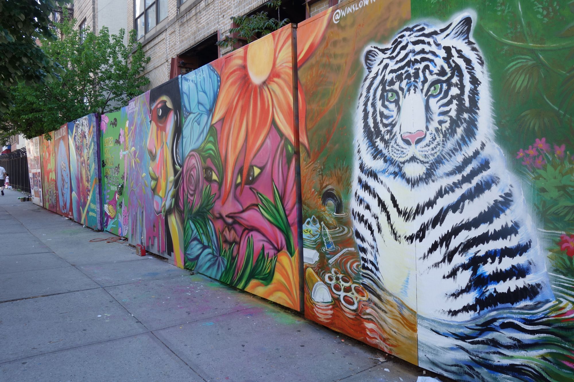 Urban Jungle, the May theme for the 17-panel art exhibit at Underhill Walls (Kadia Goba/Bklyner)