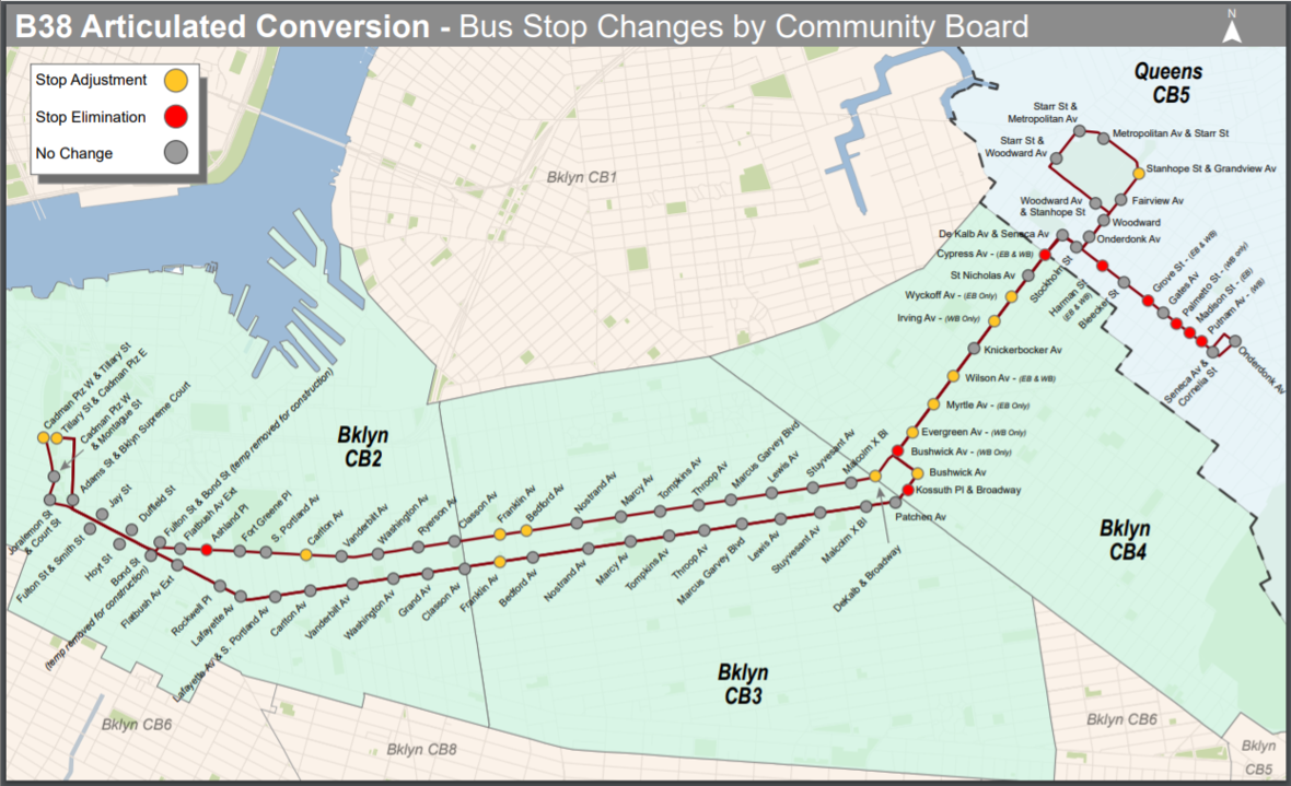 MTA To Cut 4 Brooklyn Stops On B38 Route With Switch To Longer Buses