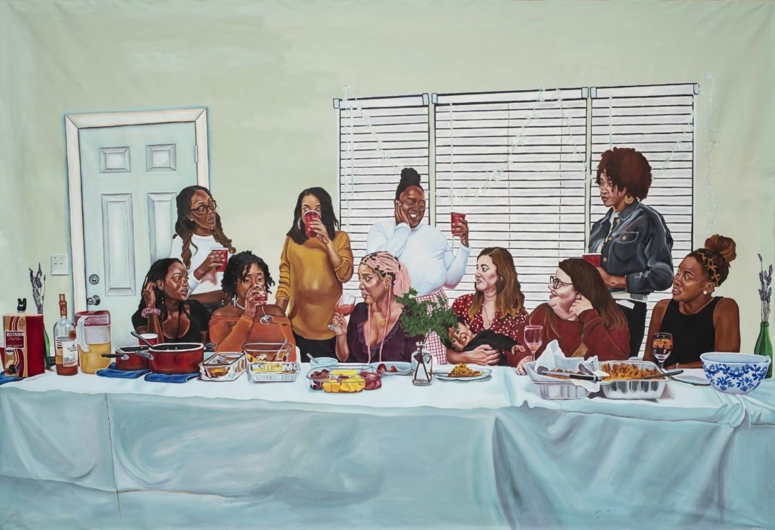 black girl with hand out last supper