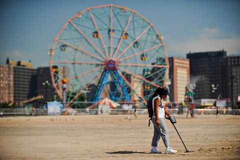 Ana Ramierez on the beach in Coney Island