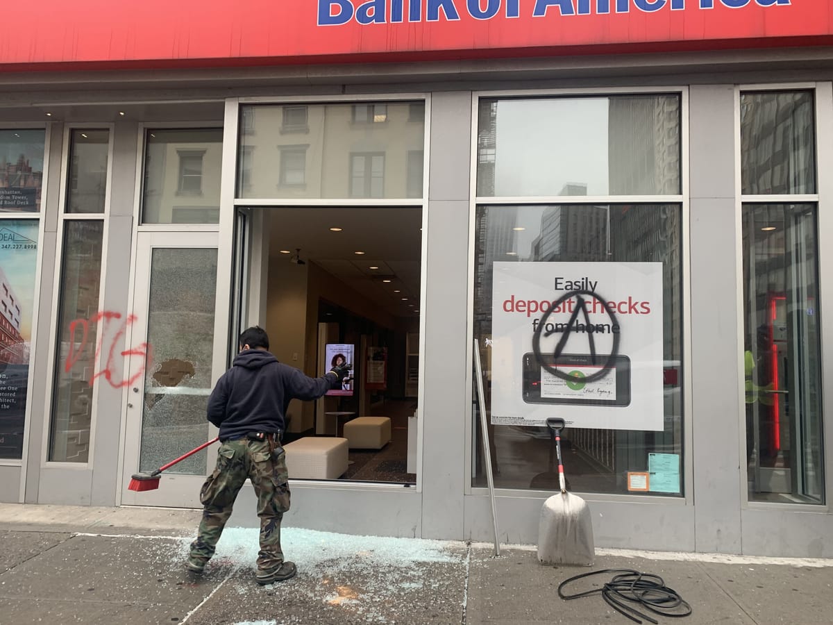 Smashed Windows, Graffiti After Protest Offshoot in Brooklyn