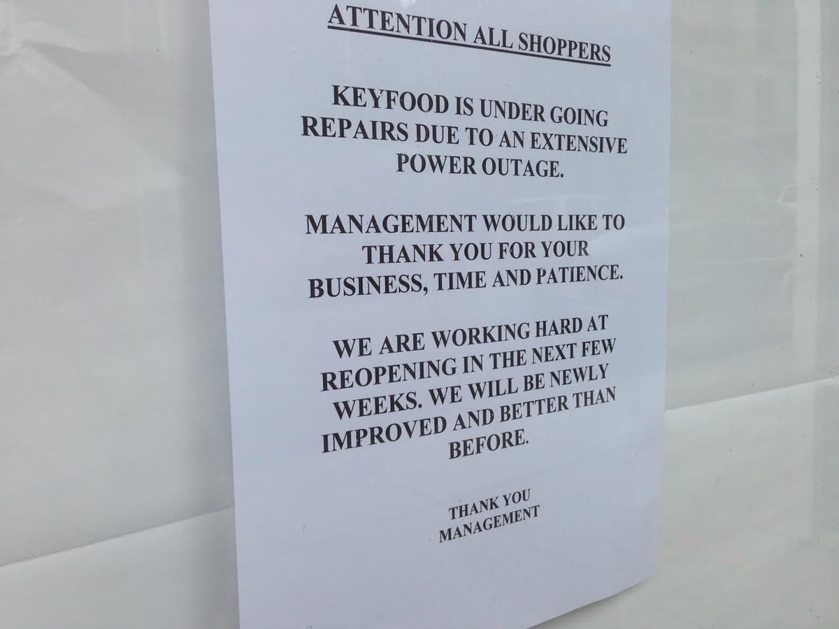 Key Food Still Closed, Sticking With Power Outage As The Reason