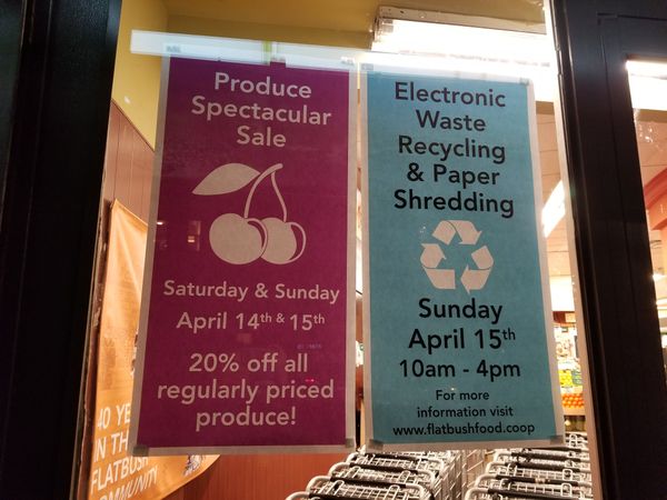 Electronics Recycling, Document Shredding, Voting And More This Sunday Outside Flatbush Food Coop