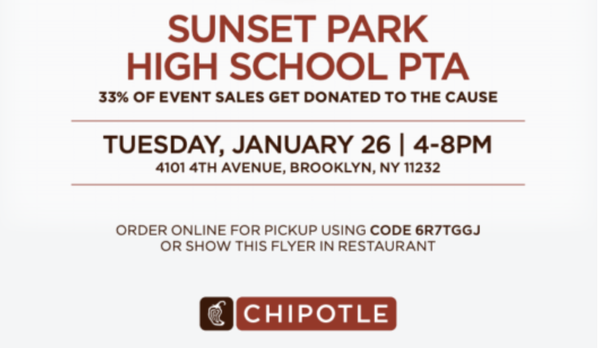 New Chipotle Hosts Sunset Park High School PTA Fundraiser Today!