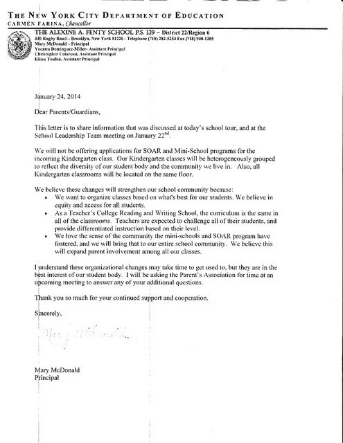 PS 139 Ending SOAR, Mini-Schools Next School Year