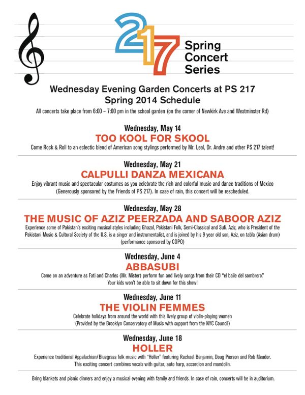 PS 217′s 2014 Spring Concert Series Starts Tonight