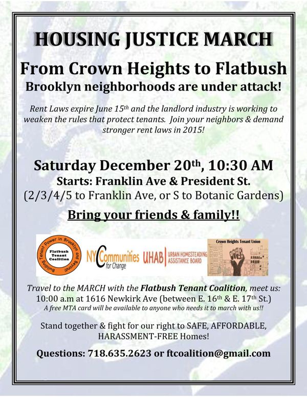 Join The Flatbush Tenant Coalition For A Housing Justice March This Saturday