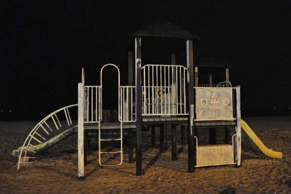 Puzzle: Just Some Lonely Monkey Bars On The Beach At Night