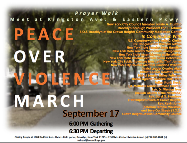 Tonight: Prayer Walk For Peace In Memory of Carey Gabay And Other Victims Of Violence