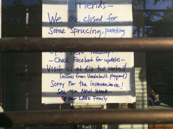 LARK Cafe Closed For Repairs This Weekend