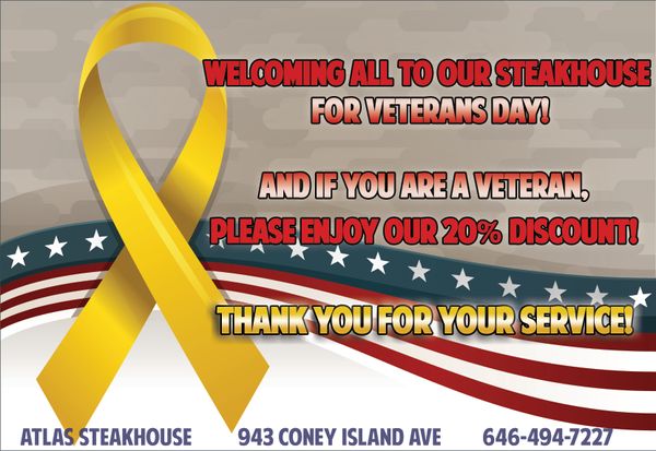 Happy Veterans Day From Atlas Steakhouse (Sponsored)