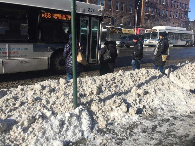 The Art Of Climbing Snow To Board A Bus