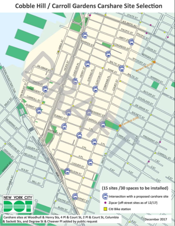 Carroll Gardens/Cobble Hill Residents Express Frustrations Over DOT’s Carshare Pilot