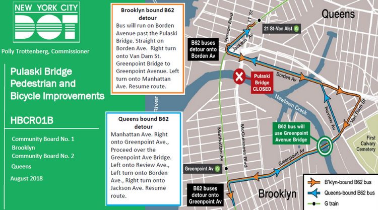 Pulaski Bridge Closed to Traffic Weeknights ‘Til September