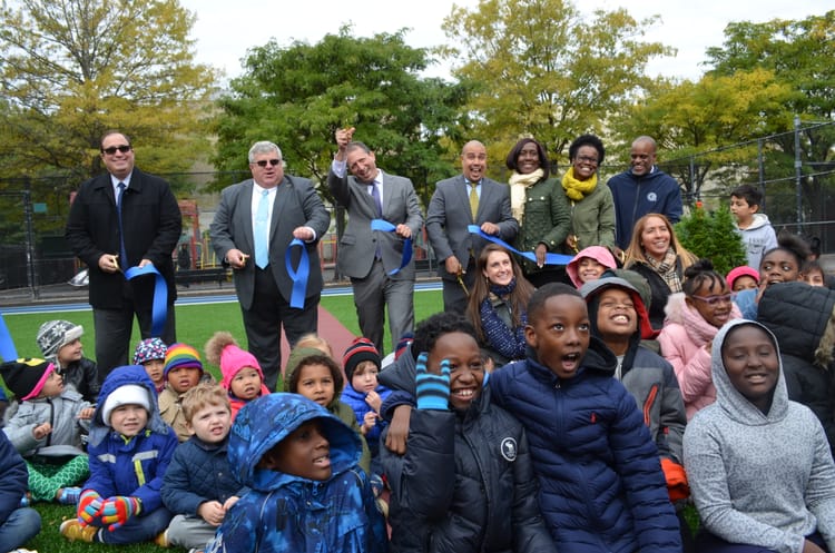 Students Help Cut Ribbon For New ‘Green’ Playground At P.S. 282