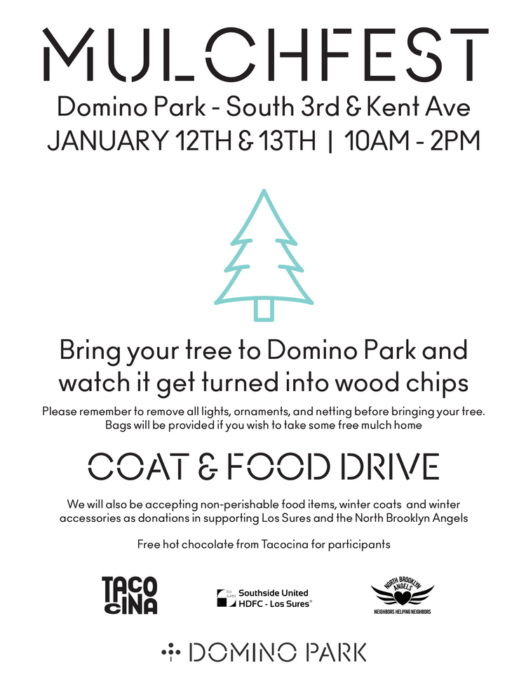 Domino Park’s First Mulchfest + Coat Drive + Hot Chocolate