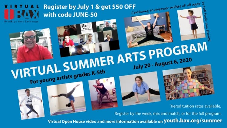 Summer Plans For Kids: BAX Virtual Summer Arts Program