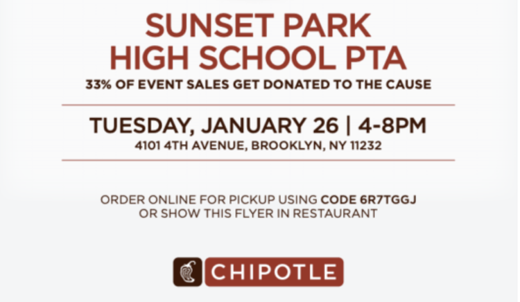 New Chipotle Hosts Sunset Park High School PTA Fundraiser Today!