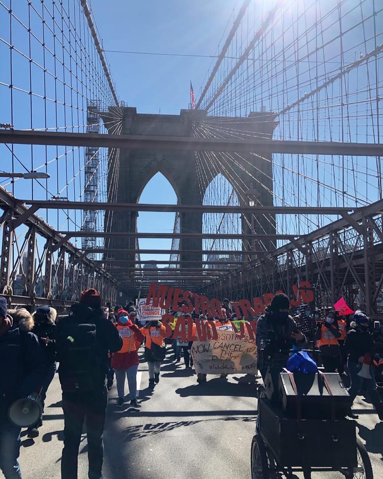 March to #FundExcludedWorkers Shut Down Brooklyn, Manhattan Bridges