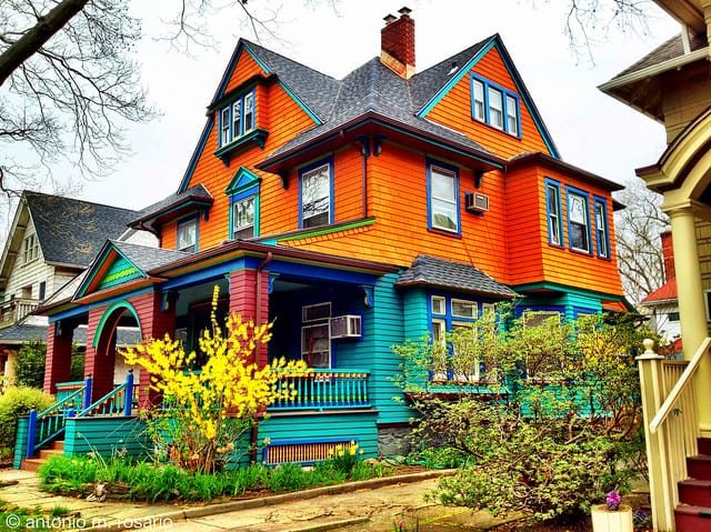 Colorful Houses in Spring