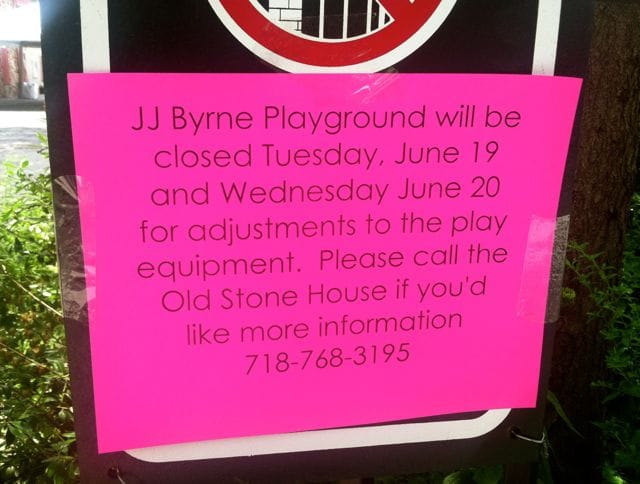 The Adjustment Bureau: J.J. Byrne Playground Closed 6/19 and 6/20