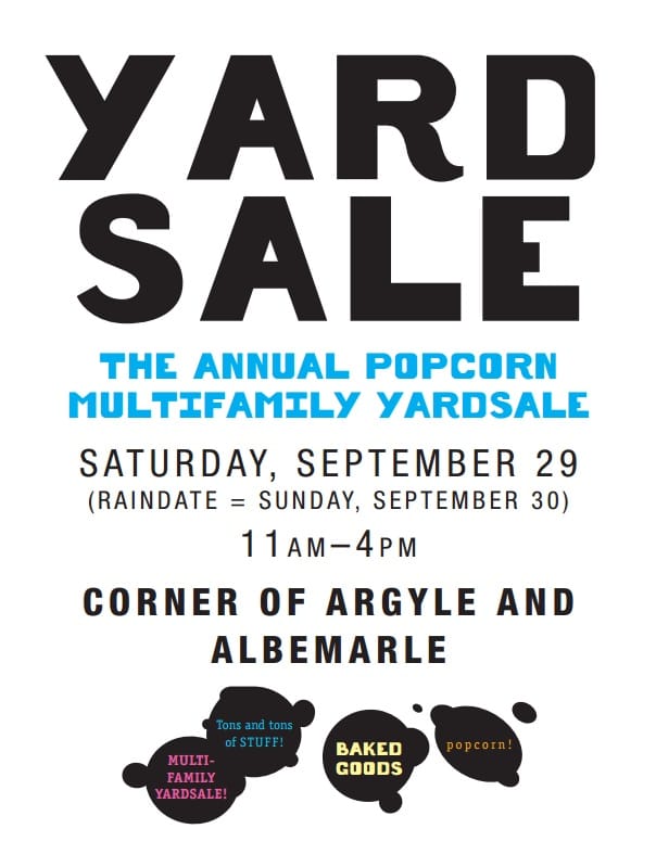 Lots of Deals at the Annual Popcorn Yard Sale This Saturday