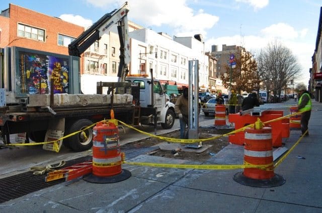 Bus Shelter Going Up at 9th St and 5th Ave