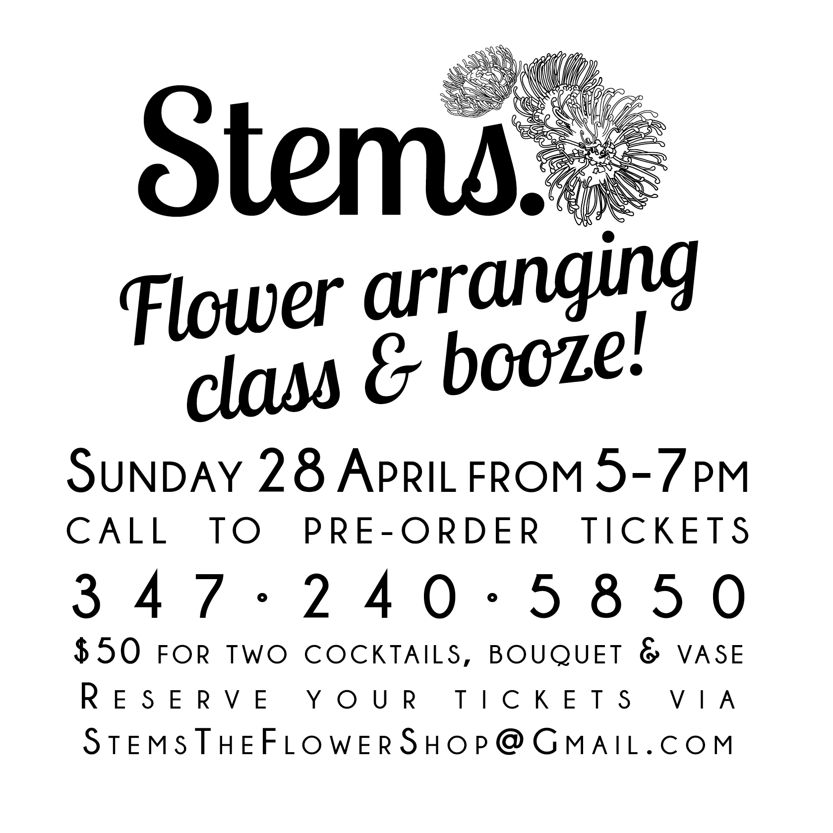 Enjoy Cocktails & Learn About Floral Design At Stems' Flower Arranging Class April 28