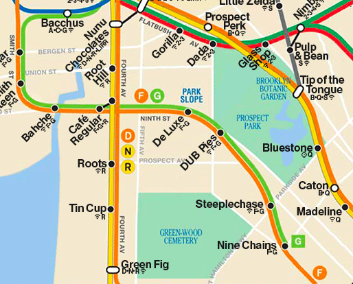 Subway Map For Caffeine Addicts Says Cafe Madeline’s The Best Off Cortelyou Road, Then Stops