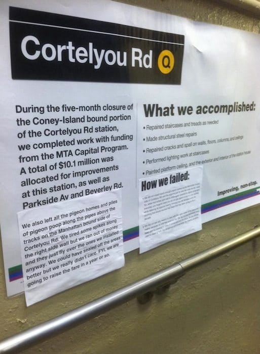 Creative Cortelyou Road Commuter Tells The MTA, Fellow Passengers What He Really Thinks