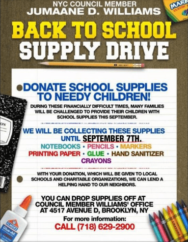 Councilman Jumaane Williams Collecting School Supplies To Help Families In Need