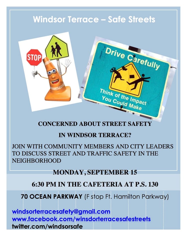 Join Windsor Terrace Safe Streets For Meeting About Street & Traffic Safety Next Monday, September 15