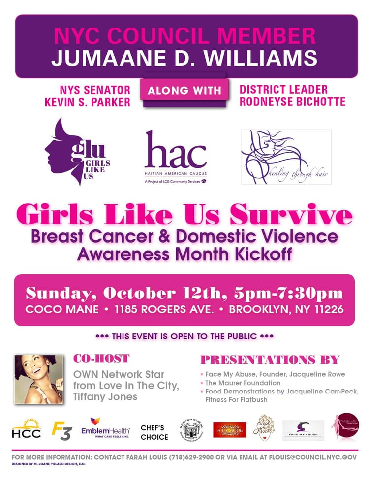 Councilman Williams Invites The Community To This Sunday’s Breast Cancer & Domestic Violence Awareness Month Kickoff