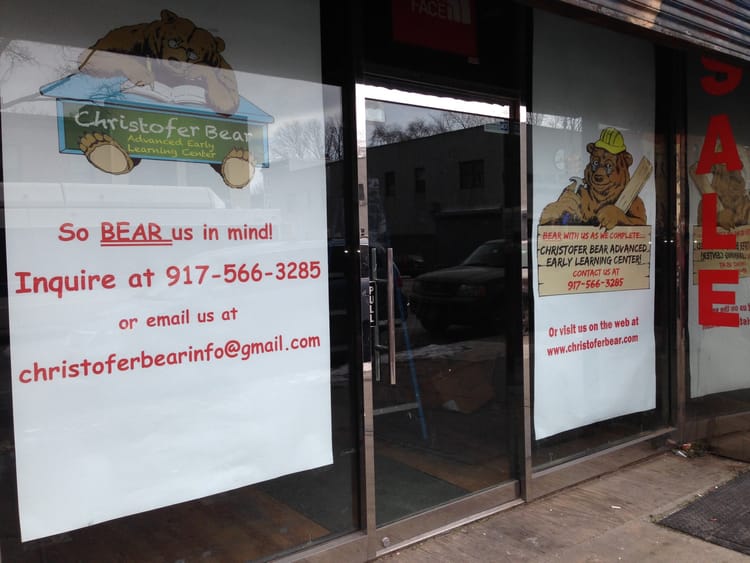 Signage Up At New Christofer Bear Day Care On 5th Avenue, Which Is Accepting Applications For Summer