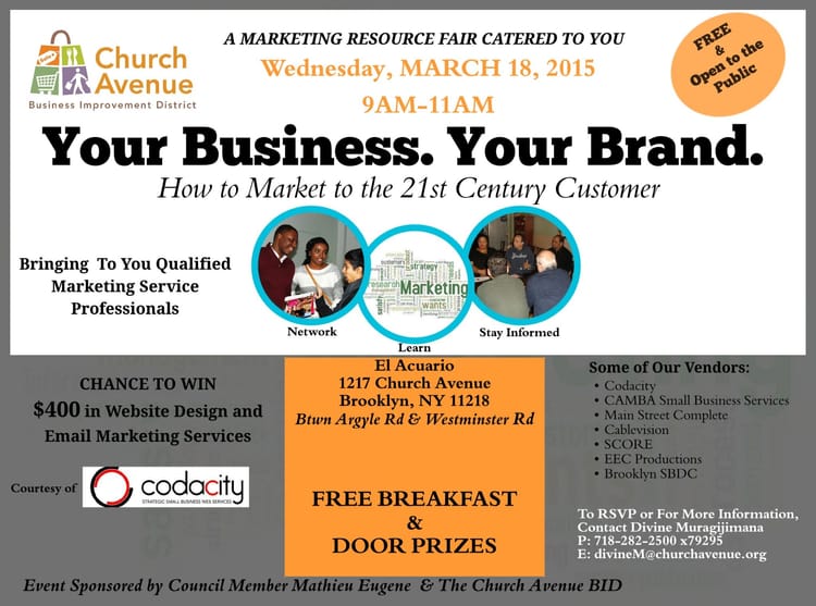 Learn How To Market Your Business & Connect With Vendors At Church Avenue BID’s Free Fair On Wednesday, March 18