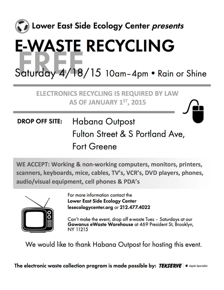 Free E-Recycling Tomorrow At Earth Day Expo In Fort Greene