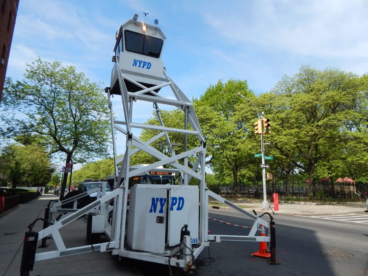 NYPD Watchtower Goes Up At Caton Avenue & Parade Place