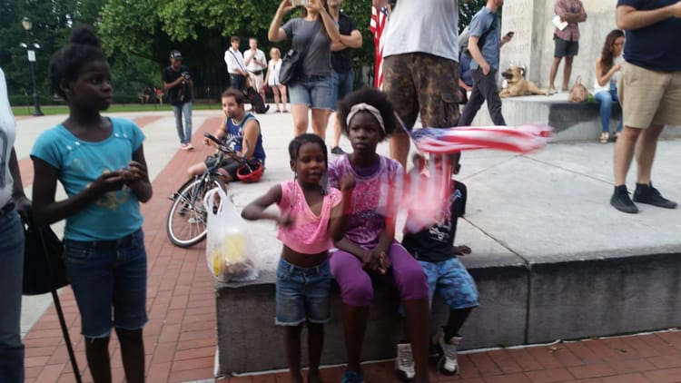 Protest Groups Clash In Fort Greene Park Over Burning Of The U.S. Flag