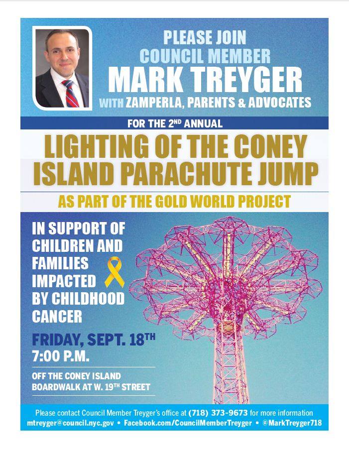 Friday: Coney Island Parachute Jump To ‘Go Gold’ For Childhood Cancer