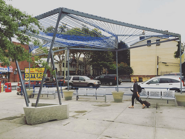 PrattSide Public Art Canopy Debuts At Putnam Triangle Plaza