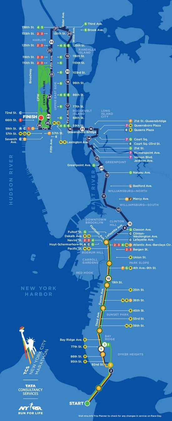 FYI: NYC Marathon Road Closures For Sunday, November 1 Include 4th Avenue And Various Cross Streets