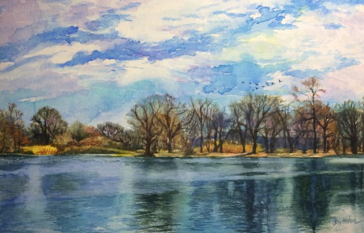 Photo (Painting) Of The Day: Joy Makon’s ‘Christmas Day At The Lake’