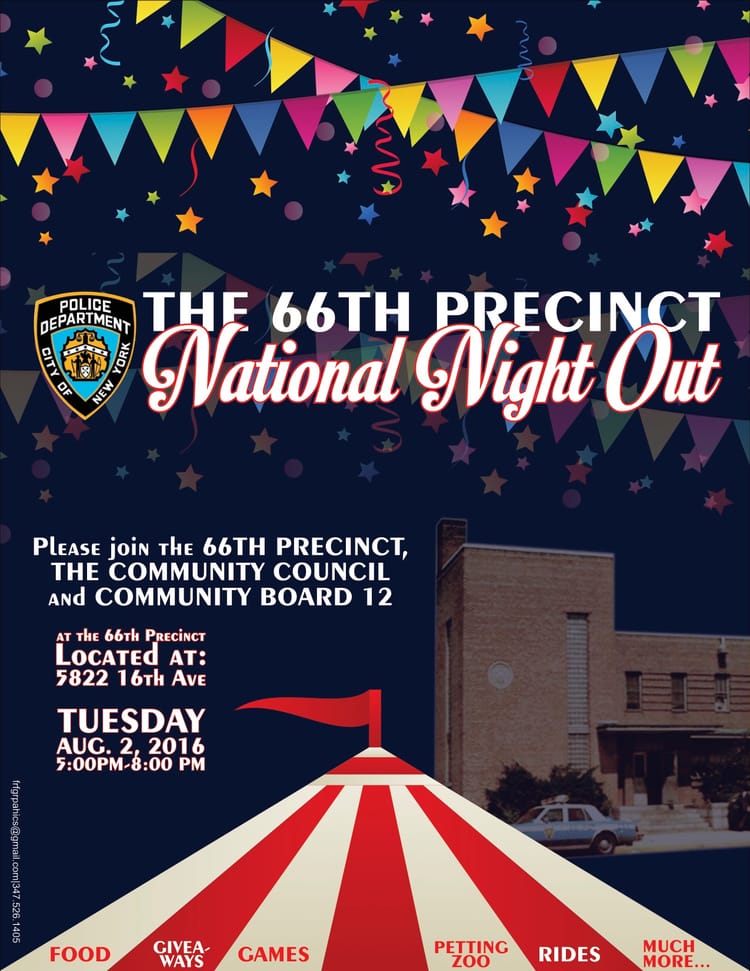 Join The 66th Precinct’s National Night Out Celebration, Tuesday August 2